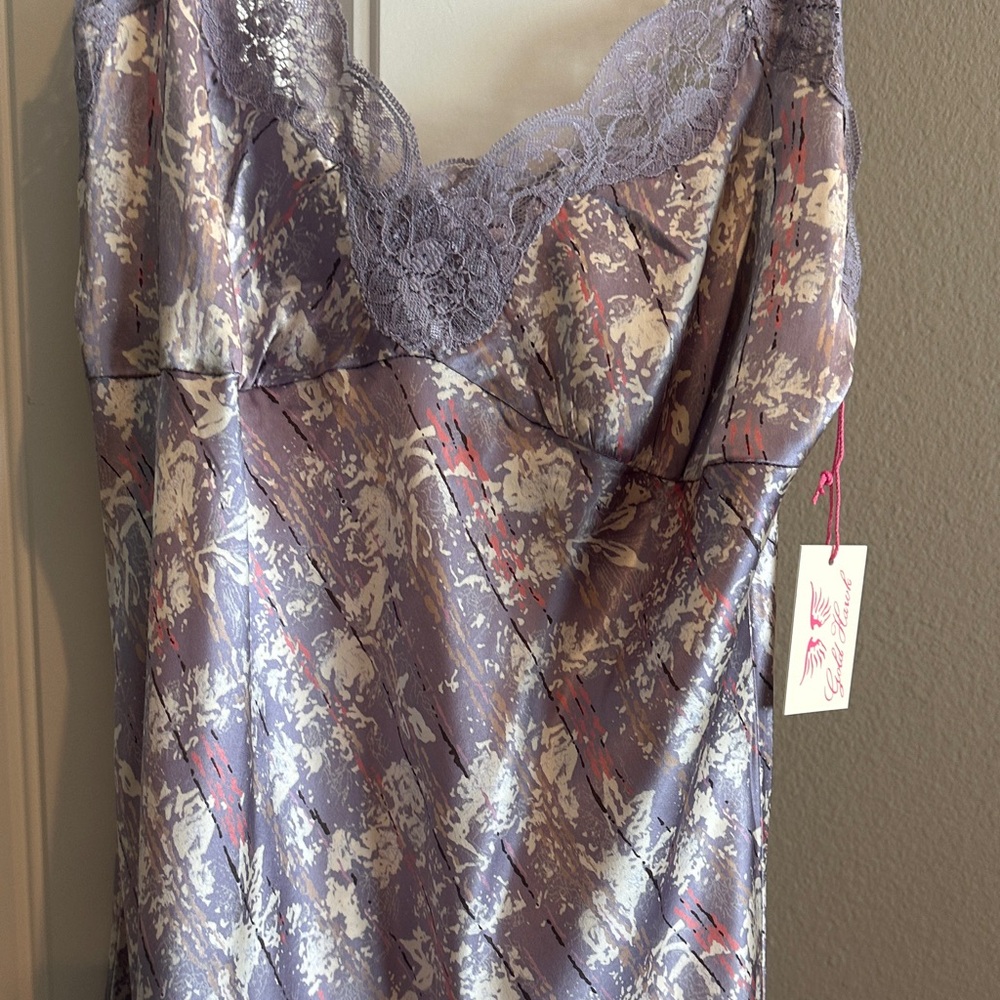 Floral Lace-Trim Slip Dress in Soft Lavender
